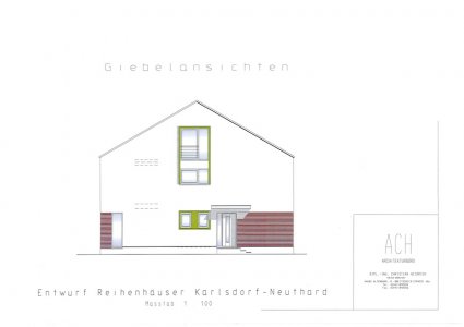 Entwurfsplanung Neubau von drei Reihenhäusern in Karlsdorf-Neuthard 