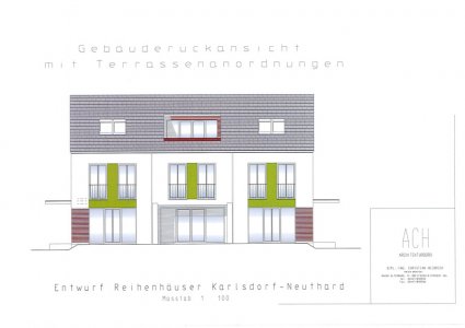 Entwurfsplanung Neubau von drei Reihenhäusern in Karlsdorf-Neuthard 
