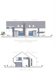 Bauantrag für zwei Doppelhäuser in Mauer