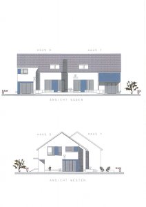 Bauantrag für zwei Doppelhäuser in Mauer
